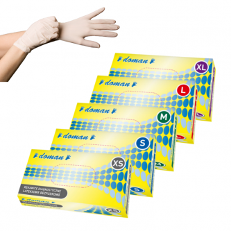 Rękawiczki lateksowe bez pudru DOMAN 100 szt.